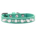 Mirage Pet Mirage Pet 625-WT AQ12 Crystal & White Spikes Dog Collar; Aqua - Size 12 625-WT AQ12